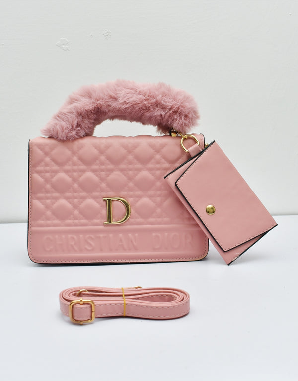 Glamorous Handbag with Fur Handle