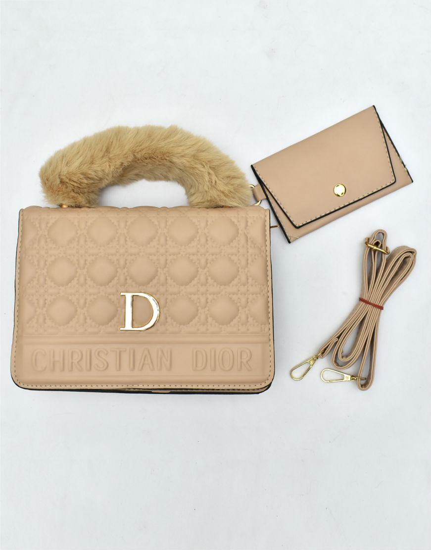 Glamorous Handbag with Fur Handle