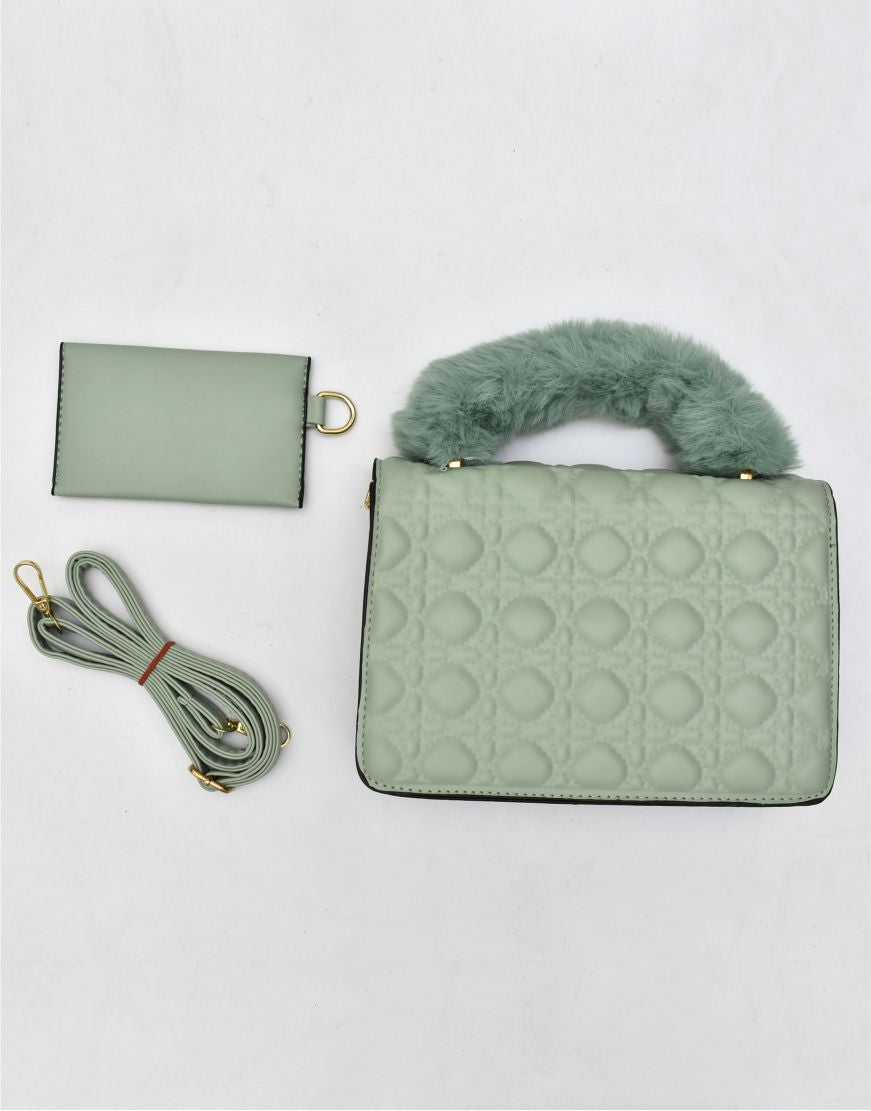 Glamorous Handbag with Fur Handle