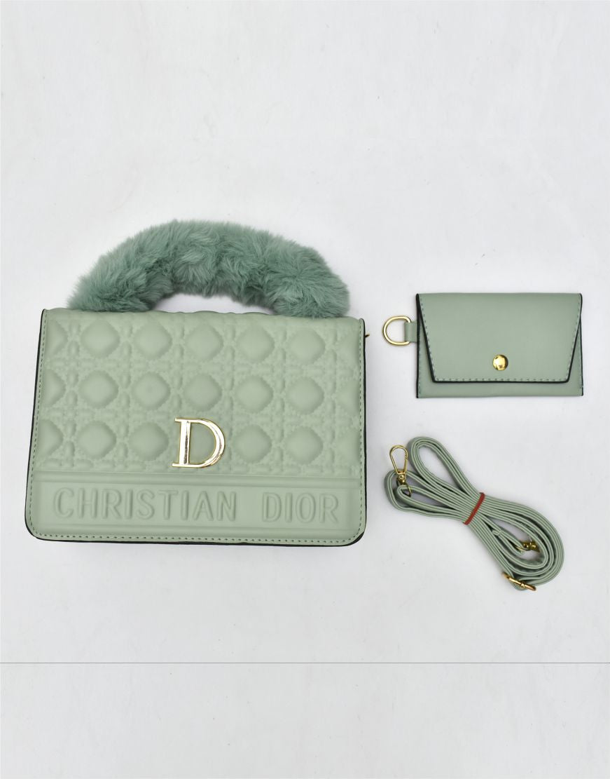 Glamorous Handbag with Fur Handle