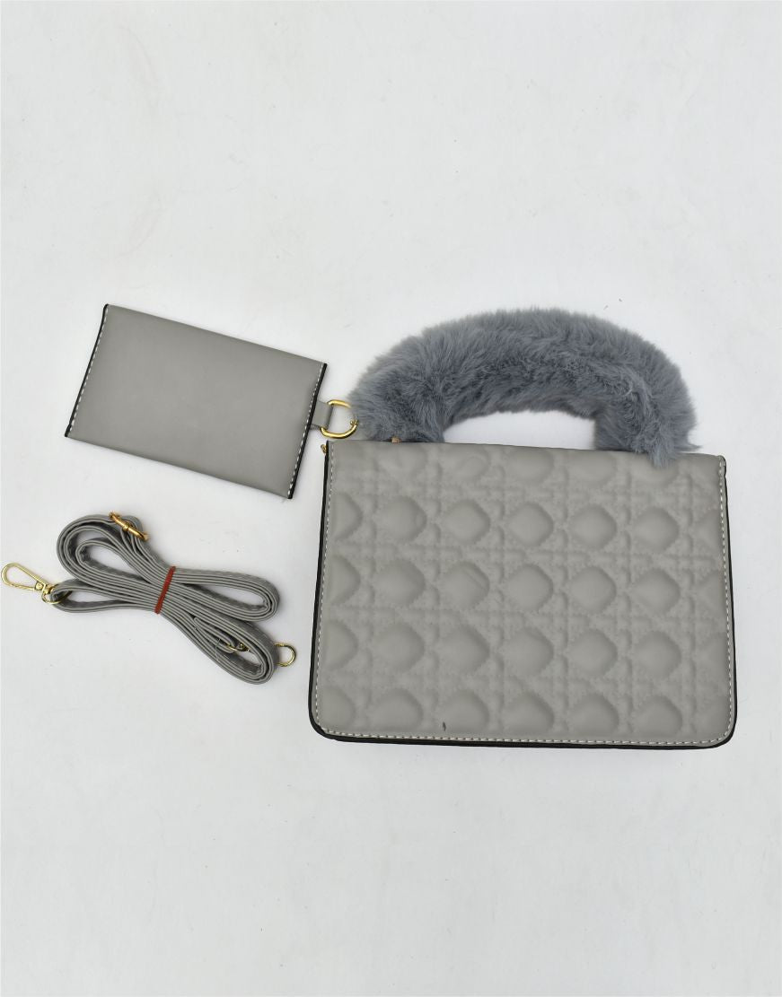 Glamorous Handbag with Fur Handle