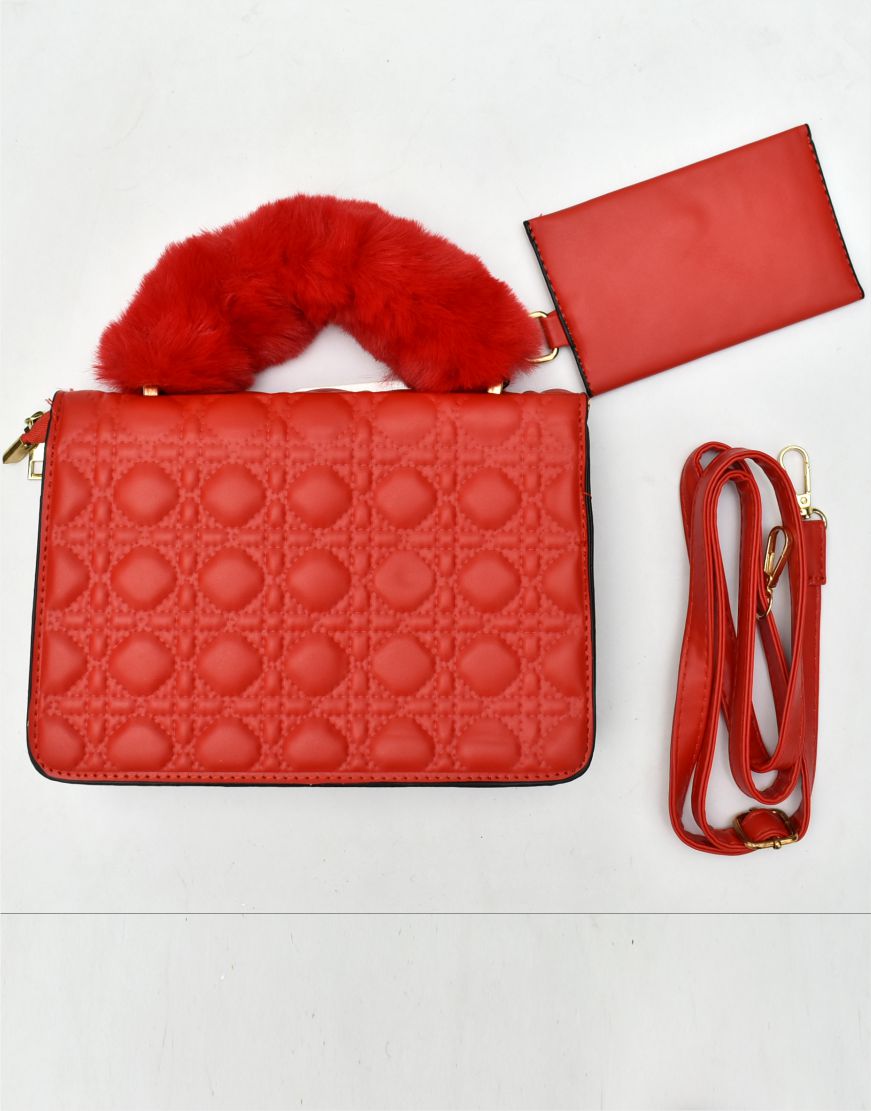 Glamorous Handbag with Fur Handle