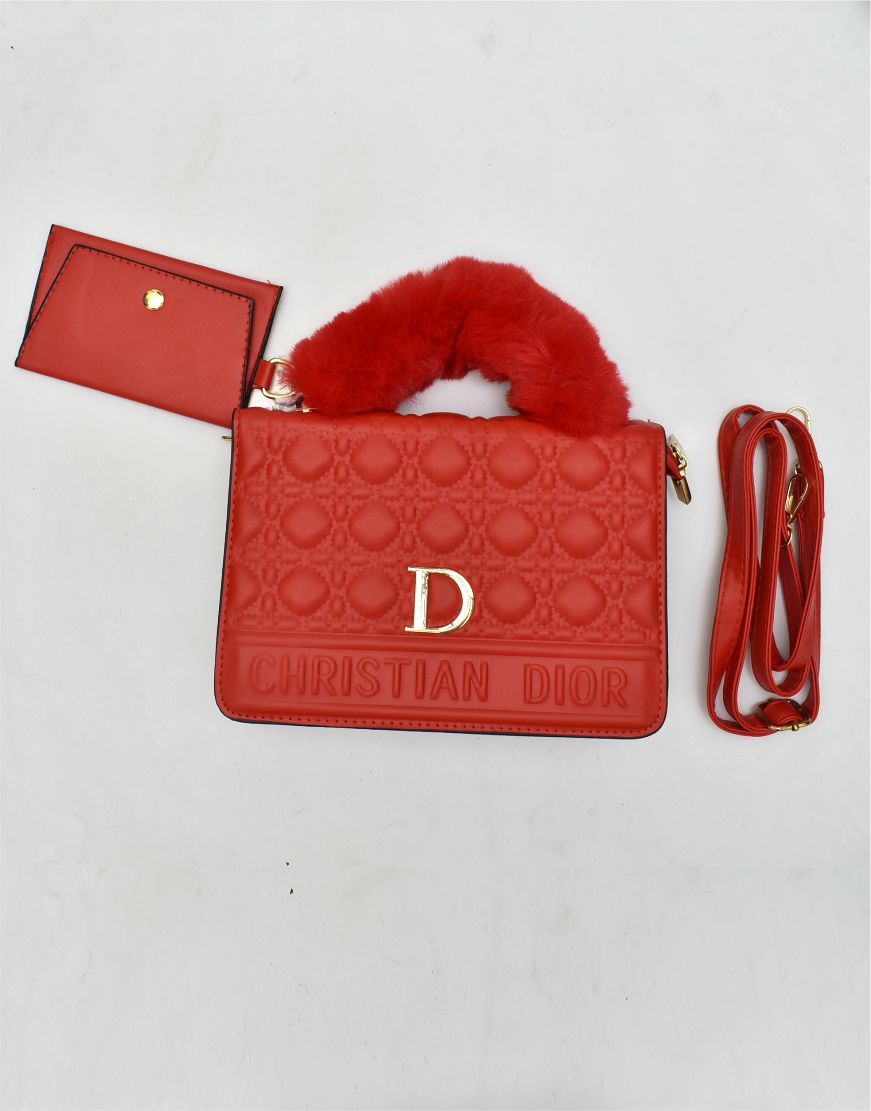 Glamorous Handbag with Fur Handle