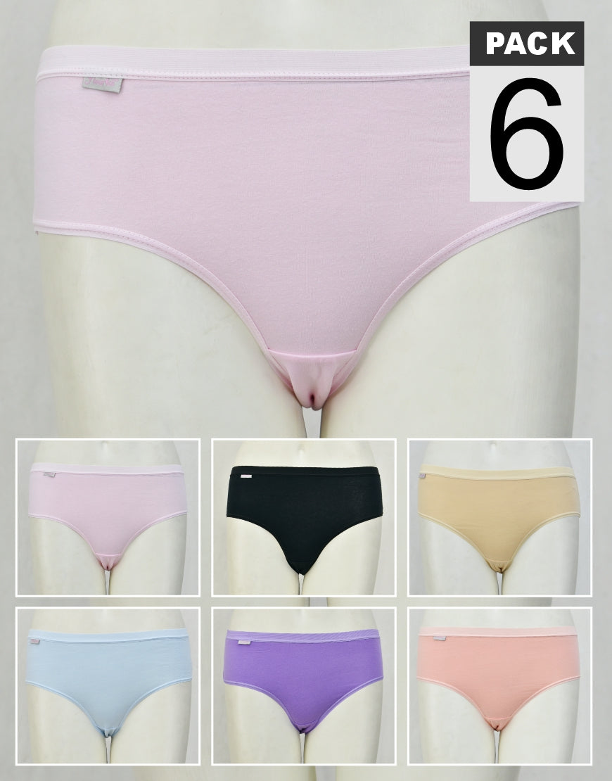 Pack of 6 Ultra Soft High Cut Briefs HC07