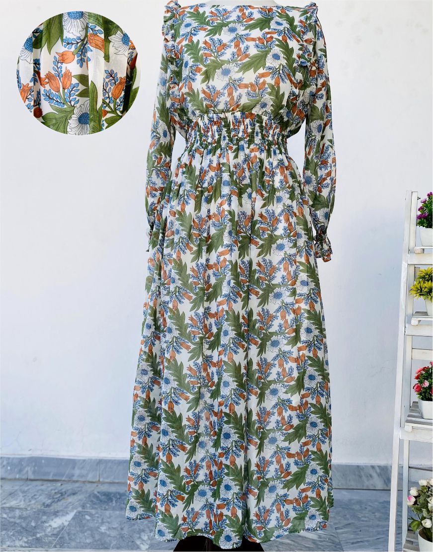 Chiffon Floral Print Maxi With Lining