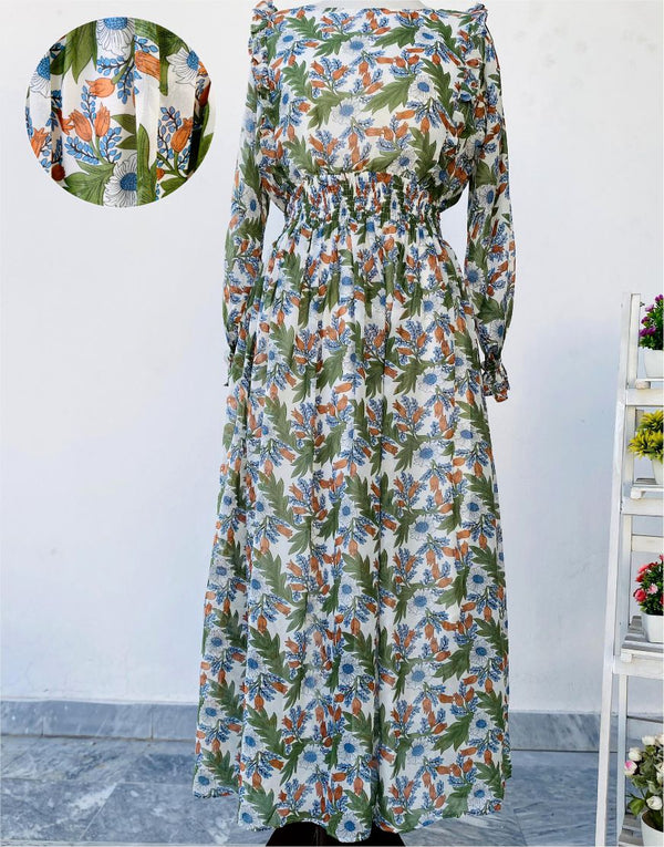 Chiffon Floral Print Maxi With Lining