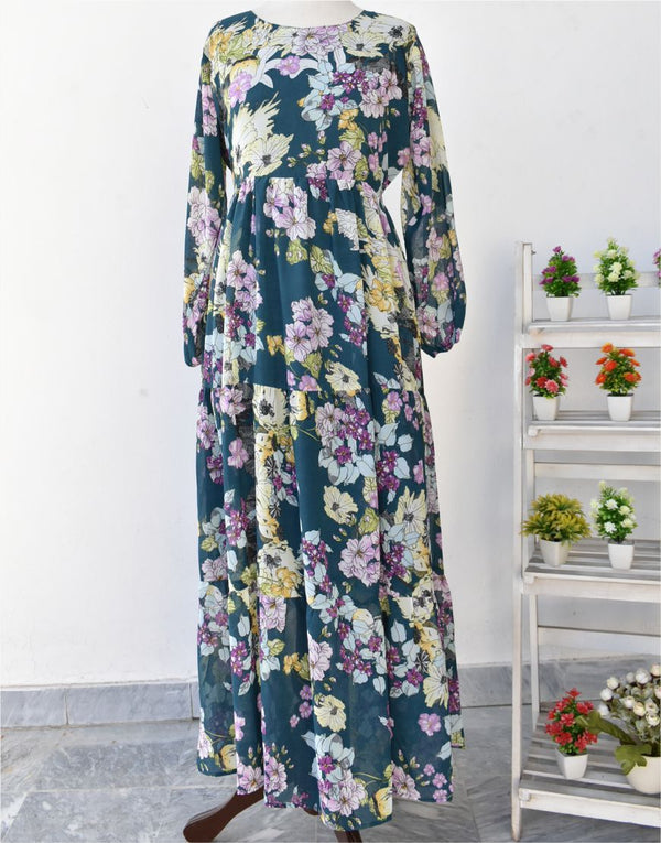 Chiffon Floral Print Maxi With Lining