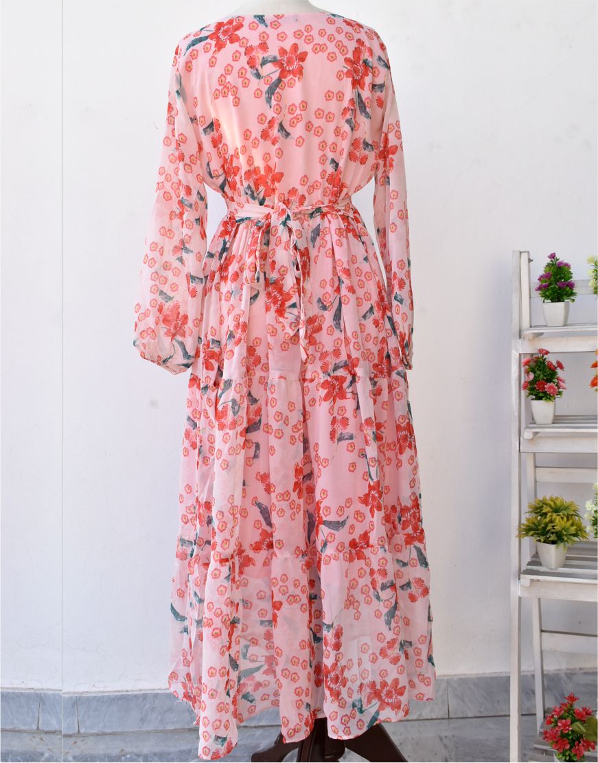 Chiffon Floral Print Maxi With Lining