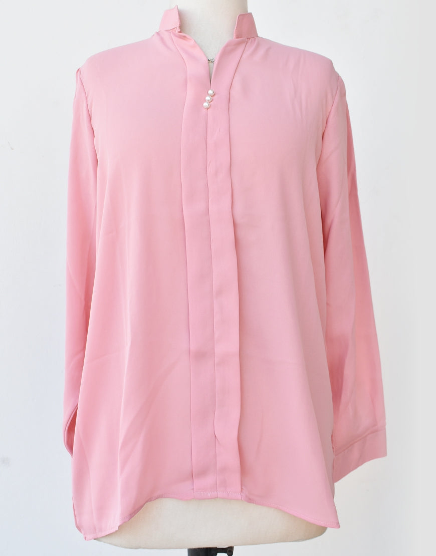 Pink Shirt and Floral Print Skirt with Lining (Chain Belt included)