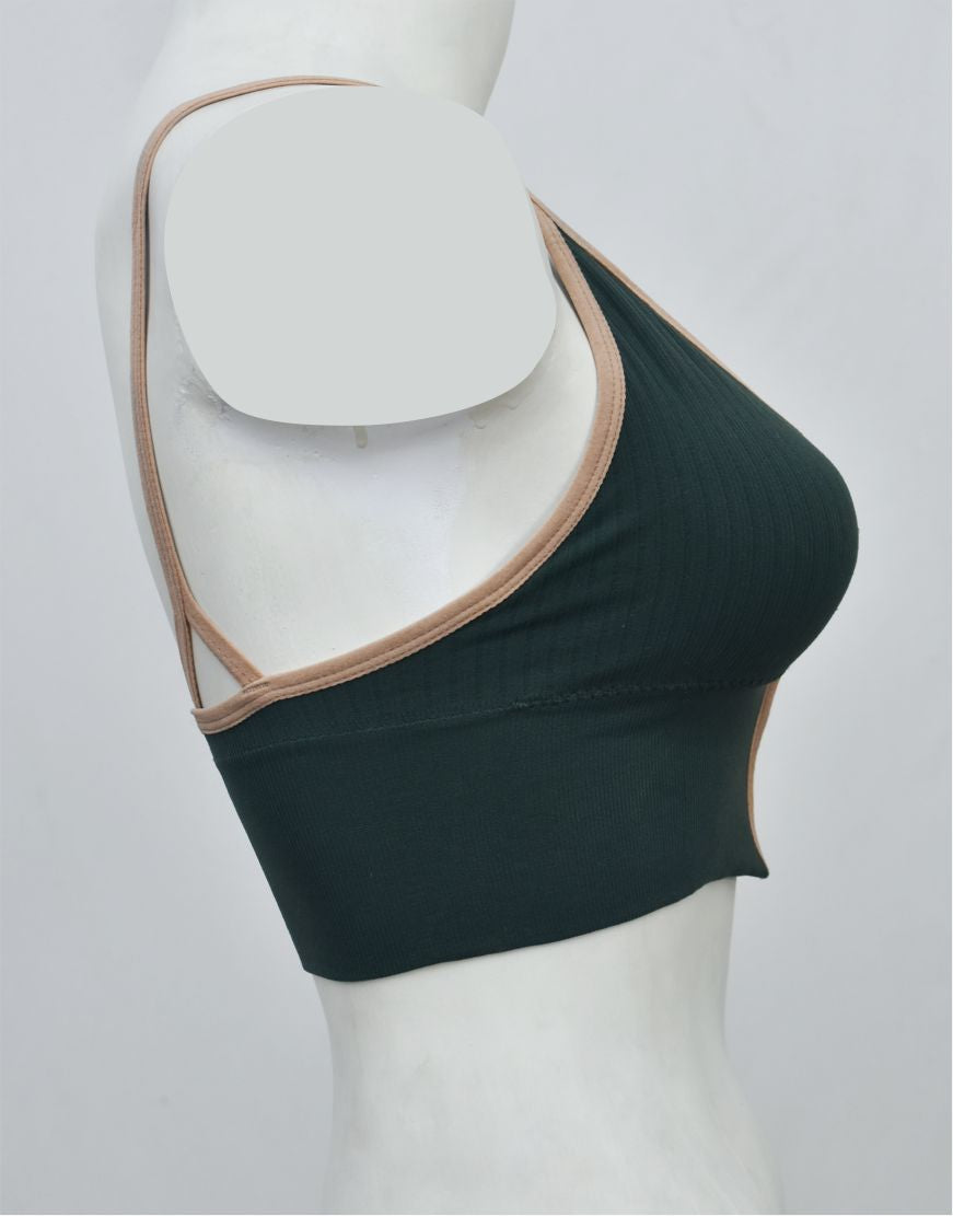 Front Zipper Crop Top Bra