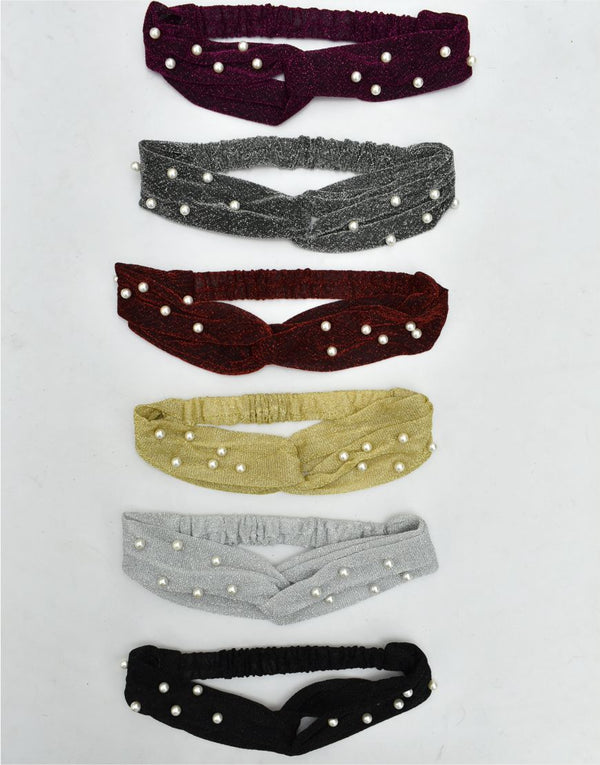 Turban Style Stretchable Pearl Studded Headband