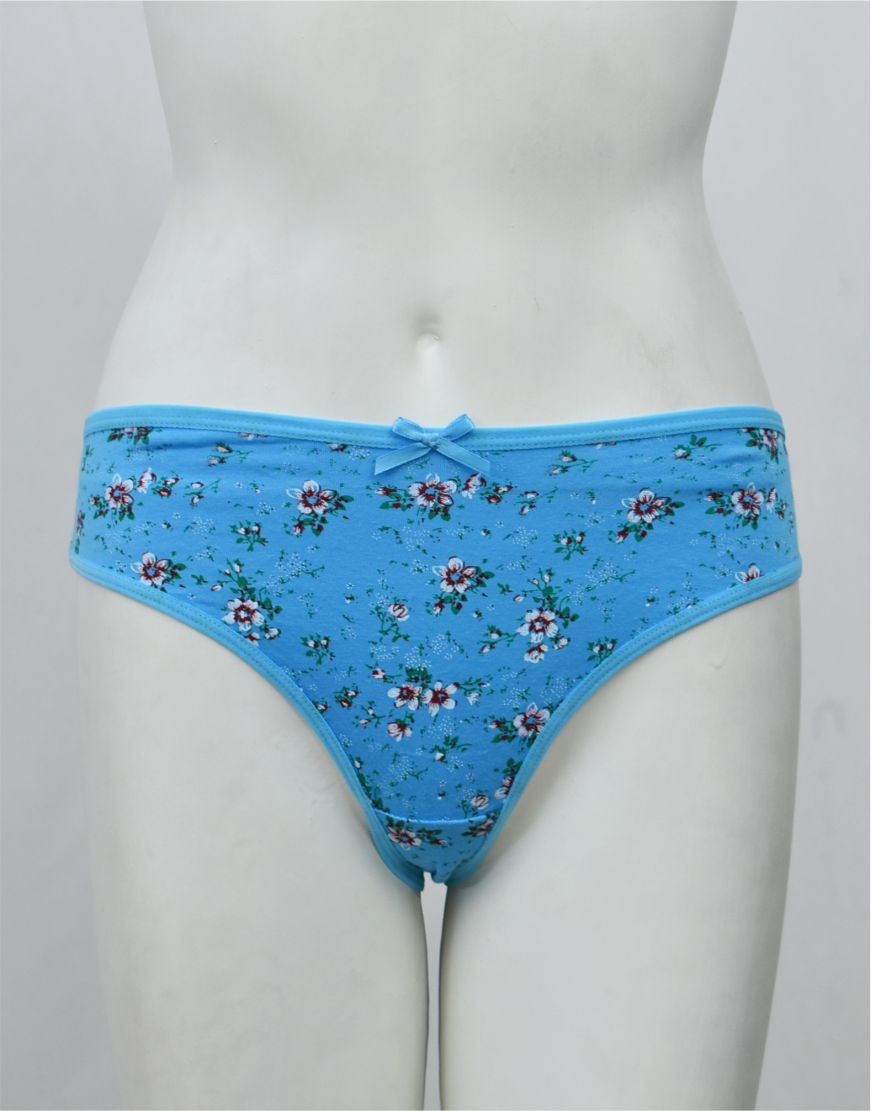 Floral Print Stretchable Cotton Thong Panty (Waist: 26" to 38")