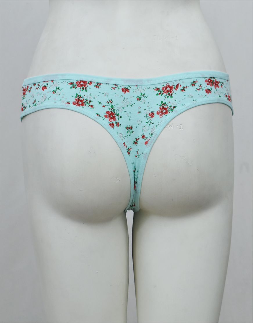 Floral Print Stretchable Cotton Thong Panty (Waist: 26" to 38")