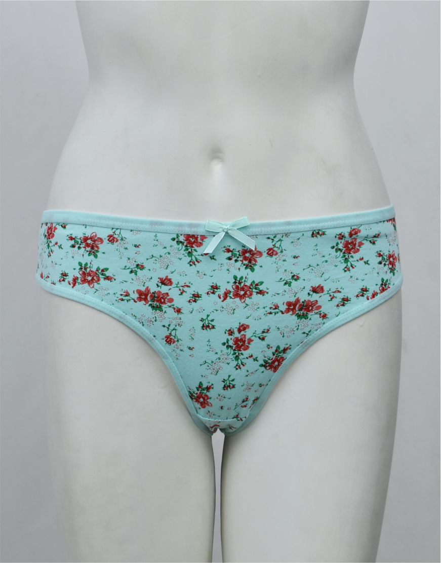 Floral Print Stretchable Cotton Thong Panty (Waist: 26" to 38")