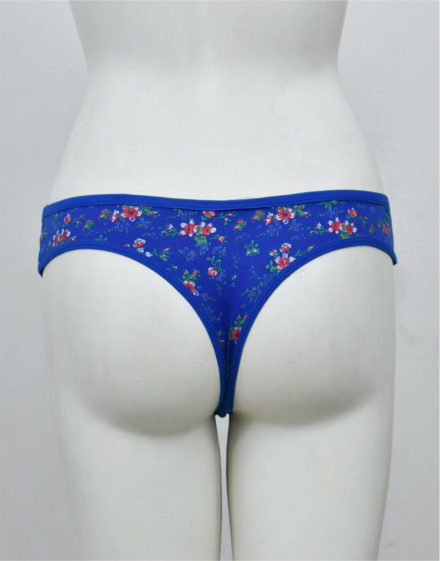 Floral Print Stretchable Cotton Thong Panty (Waist: 26" to 38")