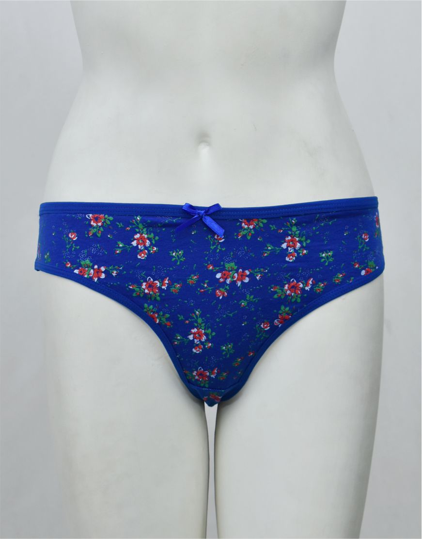 Floral Print Stretchable Cotton Thong Panty (Waist: 26" to 38")