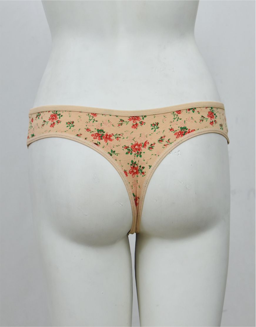 Floral Print Stretchable Cotton Thong Panty (Waist: 26" to 38")
