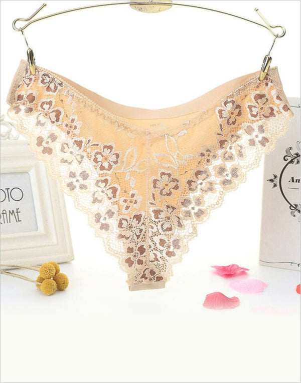Seamless Embroidered Lace High Quality Soft Thong Panty